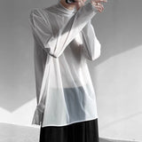 Mens Sun-Protective Hollowed-Out Long-Sleeve Mesh Top
