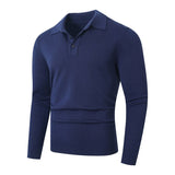 Fashionable Lapel-Neckline Buttoned Casual Pullover Base-Layer Knit Sweater