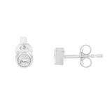 10K White Gold 1/5 Cttw Round Brilliant-Cut Near Colorless Diamond Bezel-Set Stud Earrings (H-I Color, I1-I2 Clarity)