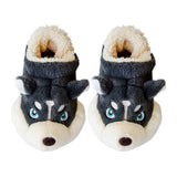Cute Husky Cartoon Pure Cotton Slippers Men's Style Warm Indoor Slippers For Winter Home Use