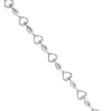 .925 Sterling Silver 1/4 Cttw Round-Cut Diamond Alternating Heart and Leaf Link Bracelet (I-J Color, I3 Clarity) - Size 7.25"