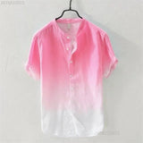 Breathable Comfortable Resort-style Ombre Short-sleeve Shirt