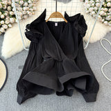 Ruffled-waist Blouse For Women Niche Style