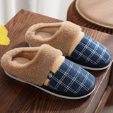 Mens Cotton Slippers For Winter Non-slip  Warm And With A Thick Sole