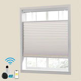Raised Flag Day-Night Shade With Remote Control And Solar Panel-Full Blackout Motorized Shades For Home And Office-Cordless Organ Shade-Cordless Cellular Shade-Khaki