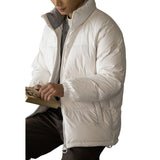 Windproof And Warm White High Neck Down Jacket Casual Outerwear