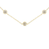 Yellow Color Plated Sterling Silver Diamond Station Necklace (1/2 cttw, K-L Color, I2-I3 Clarity)