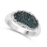 0.45 Carat Genuine Blue Diamond and White Diamond .925 Sterling Silver Ring