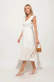 And The Why Ruffle Sleeve Front Smocked Tiered Midi Dress