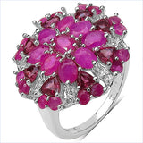 3.90 Carat Genuine Ruby & Rhodolite .925 Sterling Silver Ring