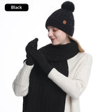 Women's Winter Warm Riding Ear Protection Knitted Hat Scarf Gloves