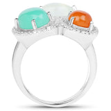 4.82 Carat Genuine Multi Stone .925 Sterling Silver Ring