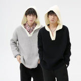 Casual V-neck Hooded Sweater For Men And Women