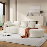 116' Modern Curved Sectional Sofa with High-Density Fully Compressed Sponge and Chaise Lounge, Pearl Upholstery, 2-Piece Set, Fully Assembled Right Hand Facing, Perfect for Living Room, Lounge