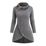 Womens Asymmetrical Turtleneck Long-Sleeve Knitted Cardigan