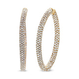 18K Rose Gold 6.90 Cttw Pave Set Diamond Inside Out Eternity Hoop Earrings (F-G Color, VS1-VS2 Clarity)