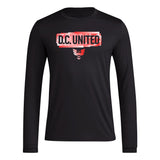 adidas Mens Size Long Sleeve Pre-Game T-Shirt Black/D.C. United X-Large Tall