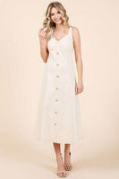 Mittoshop Stretch Twill Decor Button Sleeveless Midi Dress