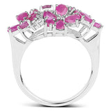 3.51 Carat Genuine Ruby and White Zircon .925 Sterling Silver Ring