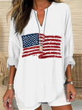 Womens Fashion Floral Print V-Neck Long-Sleeve T-Shirt