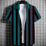 Color Simple Striped Men's 3D Printing Short Sleeve