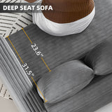 102.4 ' Plush Corduroy 4-Seat Sofa,Modern Comfy Upholstered Sofa Cloud Couch,Deep Seat Couches with Soft Pillows,Convertible Deep Seat Sofa Lounge Chair for Living Room Bedroom,Apartment,Office,Grey