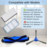 RoboVac 11S Replacement Part Compatible For Eufy RoboVac 11S, 15C, 30, 30C, 12, 35C, 25C, 15T Robotic Vacuums, 3 Rolling Brushes, 12 Filter Sets, 12 Side Brushes, 1 Rolling Brush Guard, 2 Pre Filters