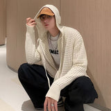 Mens Hollow-out Knit Cardigan With A Designer Touch