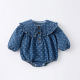 Toddler Denim Romper Triangle-style Crawling Suit Girls One-piece Dress