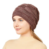 Mens Winter Knitted Hat Couples Style Warm Fleece-Lined Ear-Protecting Wool Cap