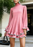 Vintage Ruffled High-Neck Dress