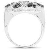 0.61 Carat Genuine Blue Diamond and White Diamond .925 Sterling Silver Ring