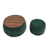Modern Classic Round Storage Ottoman Coffee Table with Removable Top