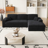 114.5'Modern Corduroy Modular foam Sofa, Recliner Seat reversible Sofa, 2-in-1 Sofa with Recliner and L-Shaped Sofa Combination with Three Cushion Neck Pillow Combination and Two Throw Pillows