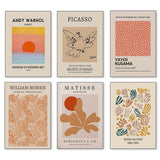 XINTANG 6 Piece Famous Art Canvas Posters Picasso Dove Henri Matisse William Morris Flower Market Andy Warhol Sunset Gallery Wall Mid Century Abstract Minimalist Room Aesthetic Decor Prints Painting
