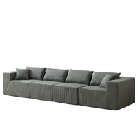 104-Inch Corduroy  Modular L Shaped Sectional Sofa,Luxury Floor Couch Set,Upholstered Indoor Furniture,Foam-Filled Compressed Sofa for Living Room,Bedroom,4 PC Free Combination