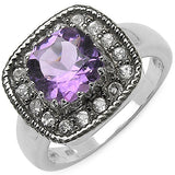 2.53 Carat Genuine Amethyst & Tanzanite .925 Sterling Silver Ring