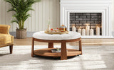 Modern Large Round Ottoman Coffee Table 2-Tier