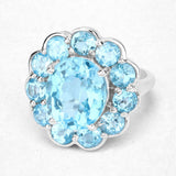 8.77 Carat Genuine Swiss Blue Topaz .925 Sterling Silver Ring