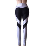 Butt-lifting Heart-patterned Patchwork Leggings With Excellent Stretch