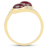 14K Yellow Gold Plated 2.38 Carat Glass Filled Ruby and White Topaz .925 Sterling Silver Ring