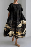 3D Digital-Print Short-Sleeve Casual Dress
