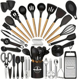 Wooden-Handle Silicone Kitchen Tool Set