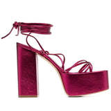 Ladies' High-Heeled Strappy Round-Toe Platform Sandals