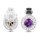 2.29 Carat Genuine Amethyst, Black Diamond and White Diamond .925 Sterling Silver Earrings