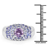 2.43 Carat Genuine Amethyst and Tanzanite .925 Sterling Silver Ring
