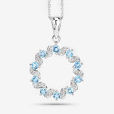 1.30 Carat Genuine Swiss Blue Topaz and White Topaz .925 Sterling Silver Pendant
