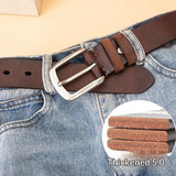 Mens Leather Belt Versatile Solid Pin Buckle Waistband