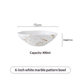 Large Porcelain Bowl With A Marble Pattern For Home Use
