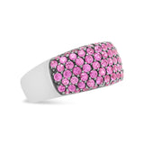 18K White Gold and Black Rhodium Multi Row Pink Sapphire Classic Band Ring - Ring Size 6.5